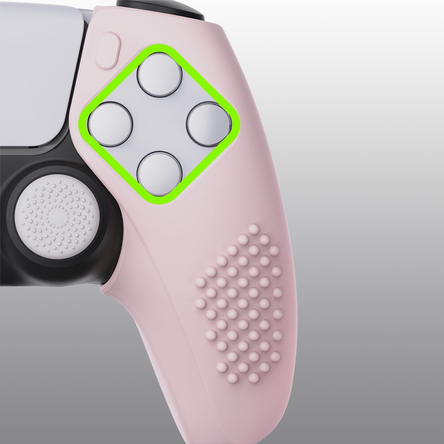 PlayVital 3D Studded Edition Anti-Slip Silicone Cover Skin with Thumb Grip Caps for PS5 Wireless Controller, Compatible with Charging Station - Cherry Blossoms Pink - TDPF017 PlayVital