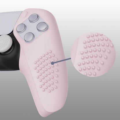 PlayVital 3D Studded Edition Anti-Slip Silicone Cover Skin with Thumb Grip Caps for PS5 Wireless Controller, Compatible with Charging Station - Cherry Blossoms Pink - TDPF017 PlayVital