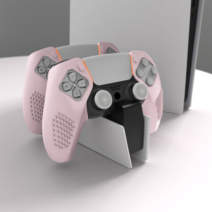 PlayVital 3D Studded Edition Anti-Slip Silicone Cover Skin with Thumb Grip Caps for PS5 Wireless Controller, Compatible with Charging Station - Cherry Blossoms Pink - TDPF017 PlayVital