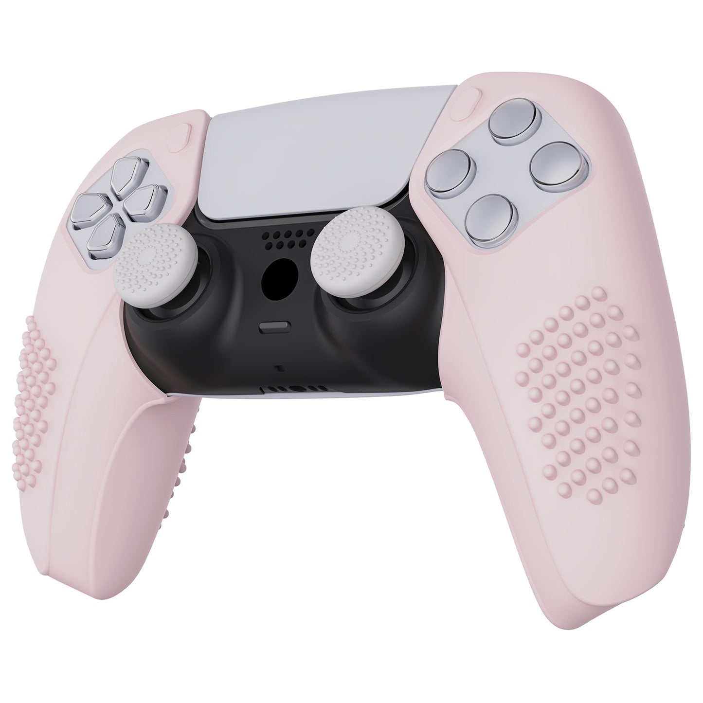 PlayVital 3D Studded Edition Anti-Slip Silicone Cover Skin with Thumb Grip Caps for PS5 Wireless Controller, Compatible with Charging Station - Cherry Blossoms Pink - TDPF017 PlayVital