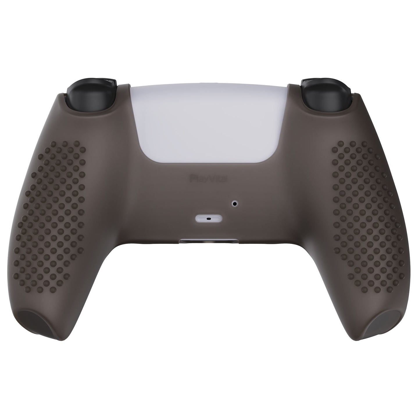 PlayVital 3D Studded Edition Anti-Slip Silicone Cover Skin with Thumb Grip Caps for PS5 Wireless Controller - Clear Black - TDPF013 PlayVital