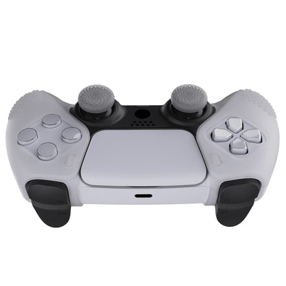 PlayVital 3D Studded Edition Anti-Slip Silicone Cover Skin with Thumb Grip Caps for PS5 Wireless Controller, Compatible with Charging Station - Clear White  - TDPF026 PlayVital