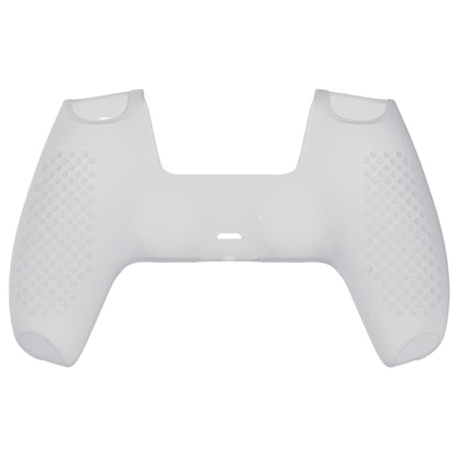 PlayVital 3D Studded Edition Anti-Slip Silicone Cover Skin with Thumb Grip Caps for PS5 Wireless Controller - Clear White - TDPF012 PlayVital