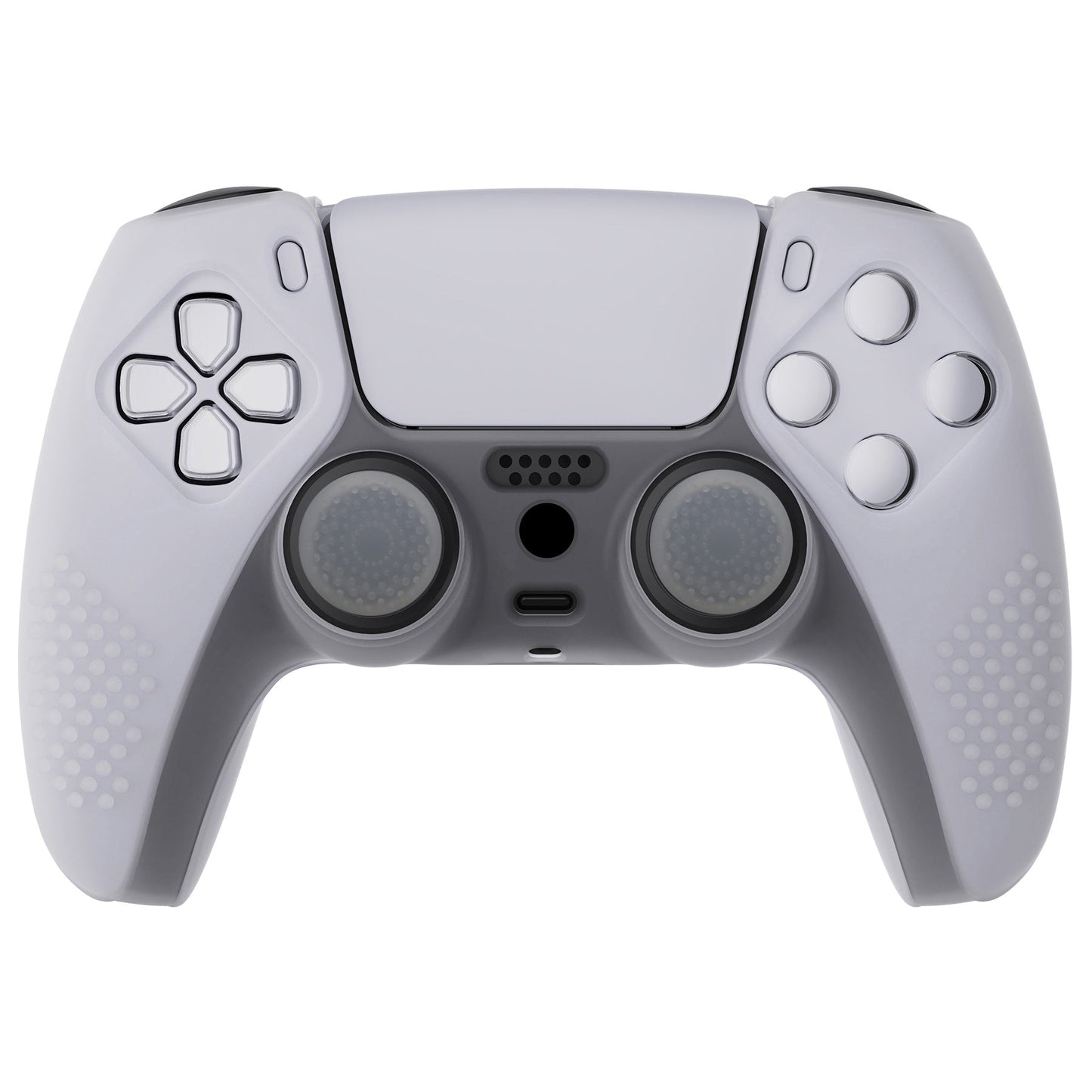 PlayVital 3D Studded Edition Anti-Slip Silicone Cover Skin with Thumb Grip Caps for PS5 Wireless Controller - Clear White - TDPF012 PlayVital