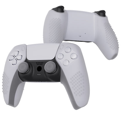 PlayVital 3D Studded Edition Anti-Slip Silicone Cover Skin with Thumb Grip Caps for PS5 Wireless Controller, Compatible with Charging Station - Clear White  - TDPF026 PlayVital