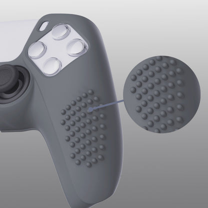 PlayVital 3D Studded Edition Anti-Slip Silicone Cover Skin with Thumb Grip Caps for PS5 Wireless Controller - Gray - TDPF006 PlayVital