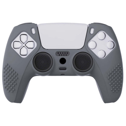 PlayVital 3D Studded Edition Anti-Slip Silicone Cover Skin with Thumb Grip Caps for PS5 Wireless Controller - Gray - TDPF006 PlayVital