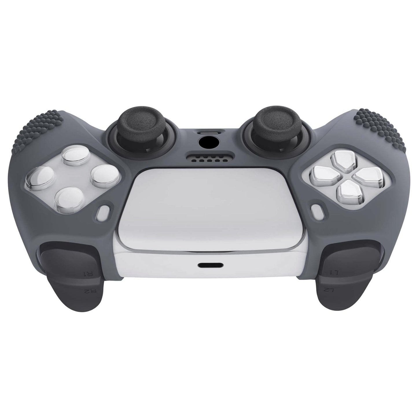 PlayVital 3D Studded Edition Anti-Slip Silicone Cover Skin with Thumb Grip Caps for PS5 Wireless Controller - Gray - TDPF006 PlayVital