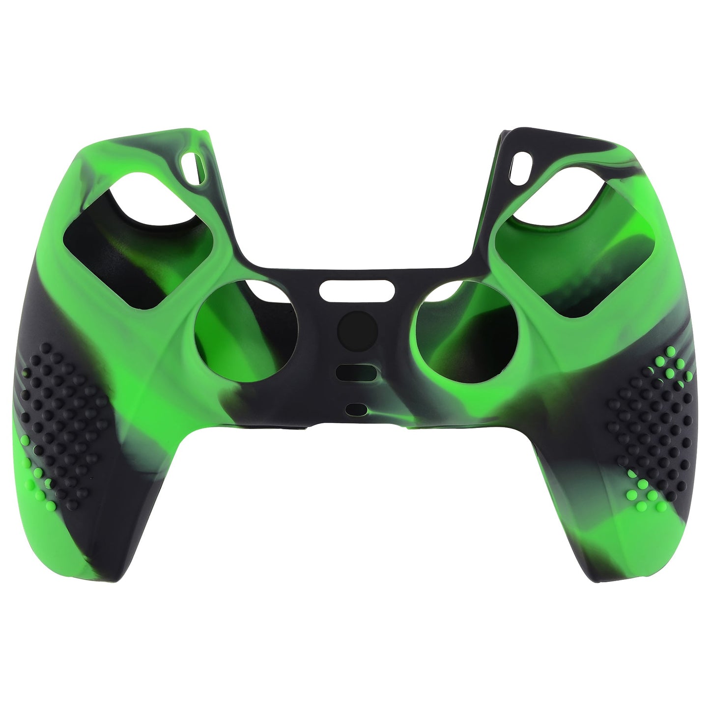 PlayVital 3D Studded Edition Anti-Slip Silicone Cover Skin with Thumb Grip Caps for PS5 Wireless Controller - Green & Black - TDPF024 PlayVital