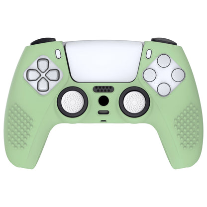 PlayVital 3D Studded Edition Anti-Slip Silicone Cover Skin with Thumb Grip Caps for PS5 Wireless Controller - Matcha Green - TDPF028 PlayVital