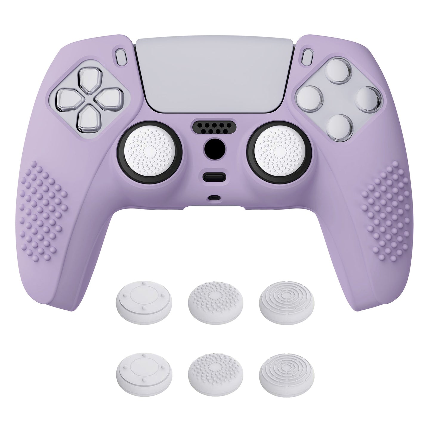 PlayVital 3D Studded Edition Anti-Slip Silicone Cover Skin with Thumb Grip Caps for PS5 Wireless Controller - Mauve Purple - TDPF009 PlayVital