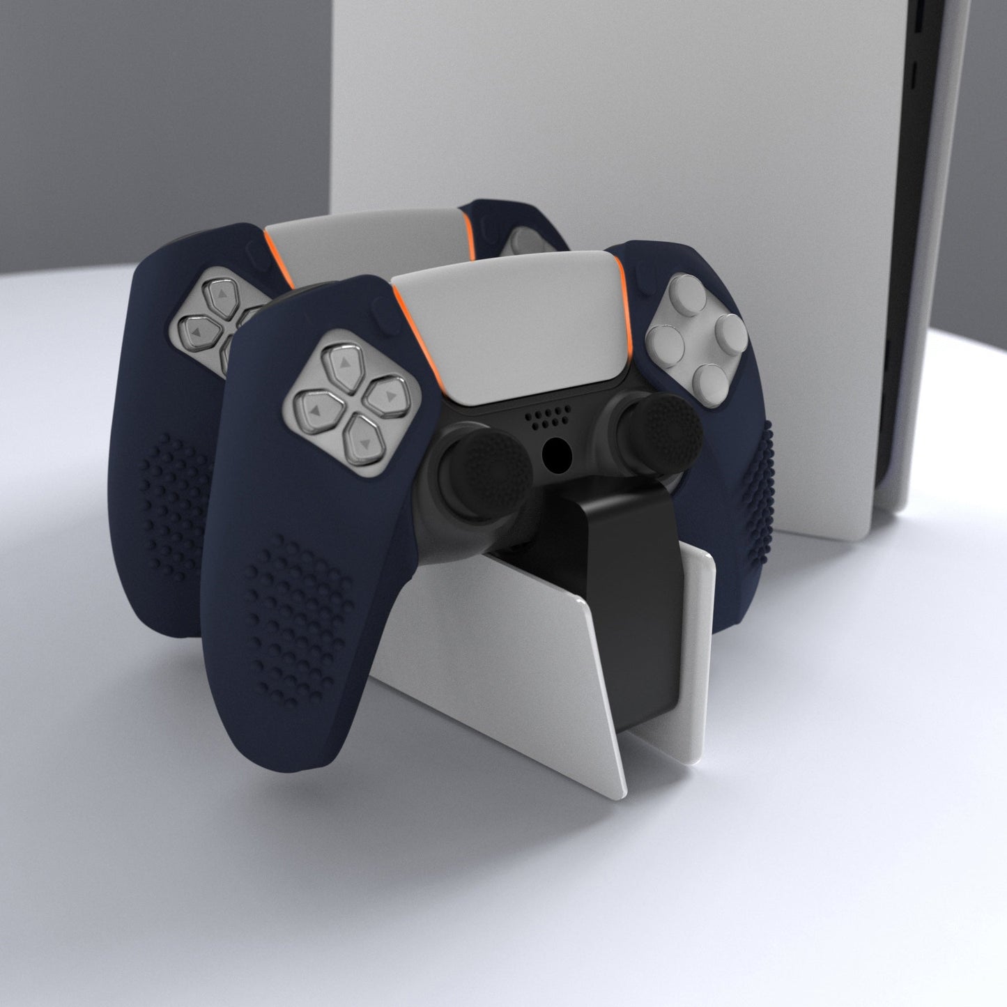 PlayVital 3D Studded Edition Anti-Slip Silicone Cover Skin with Thumb Grip Caps for PS5 Wireless Controller, Compatible with Charging Station - Midnight Blue - TDPF019 PlayVital