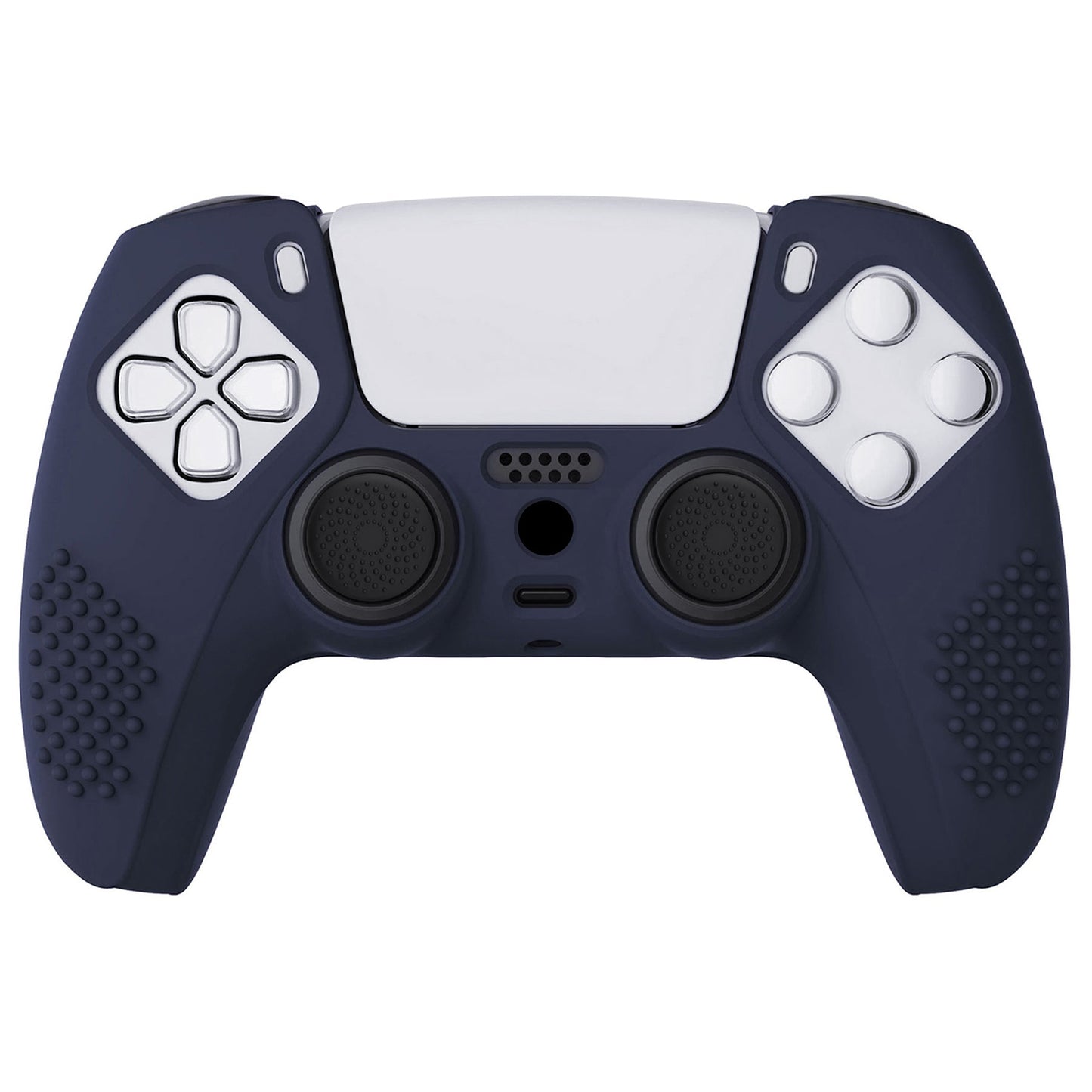 PlayVital 3D Studded Edition Anti-Slip Silicone Cover Skin with Thumb Grip Caps for PS5 Wireless Controller - Midnight Blue - TDPF003 PlayVital