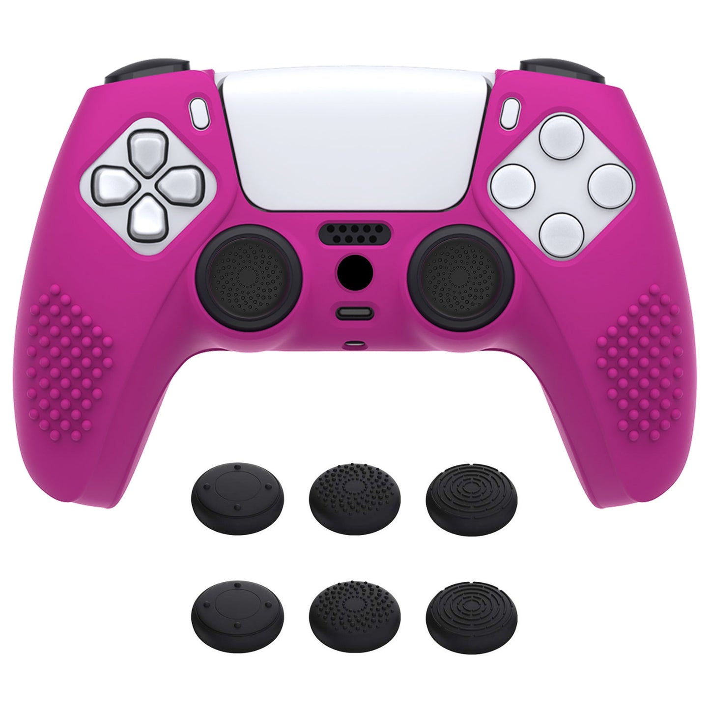 PlayVital 3D Studded Edition Anti-Slip Silicone Cover Skin with Thumb Grip Caps for PS5 Wireless Controller - Neon Purple - TDPF033 PlayVital