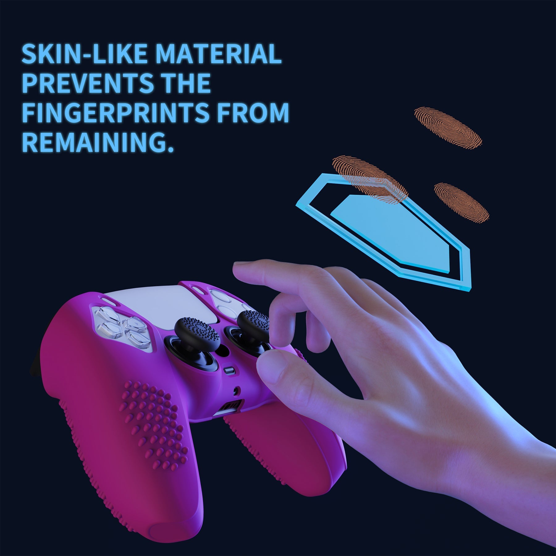 PlayVital 3D Studded Edition Anti-Slip Silicone Cover Skin with Thumb Grip Caps for PS5 Wireless Controller - Neon Purple - TDPF033 PlayVital