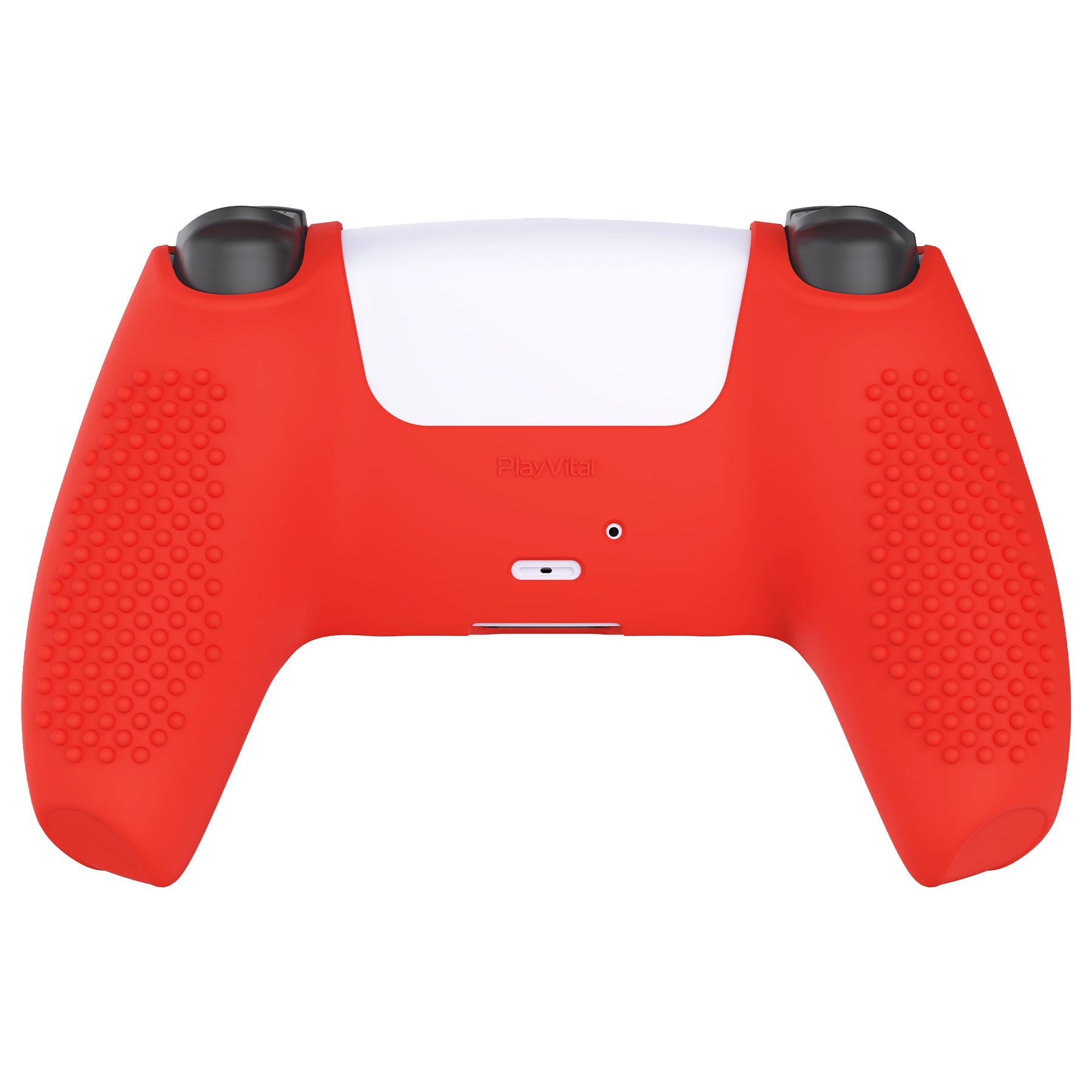 PlayVital 3D Studded Edition Anti-Slip Silicone Cover Skin with Thumb Grip Caps for PS5 Wireless Controller - Passion red - TDPF014 PlayVital