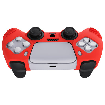 PlayVital 3D Studded Edition Anti-Slip Silicone Cover Skin with Thumb Grip Caps for PS5 Wireless Controller - Passion red - TDPF014 PlayVital