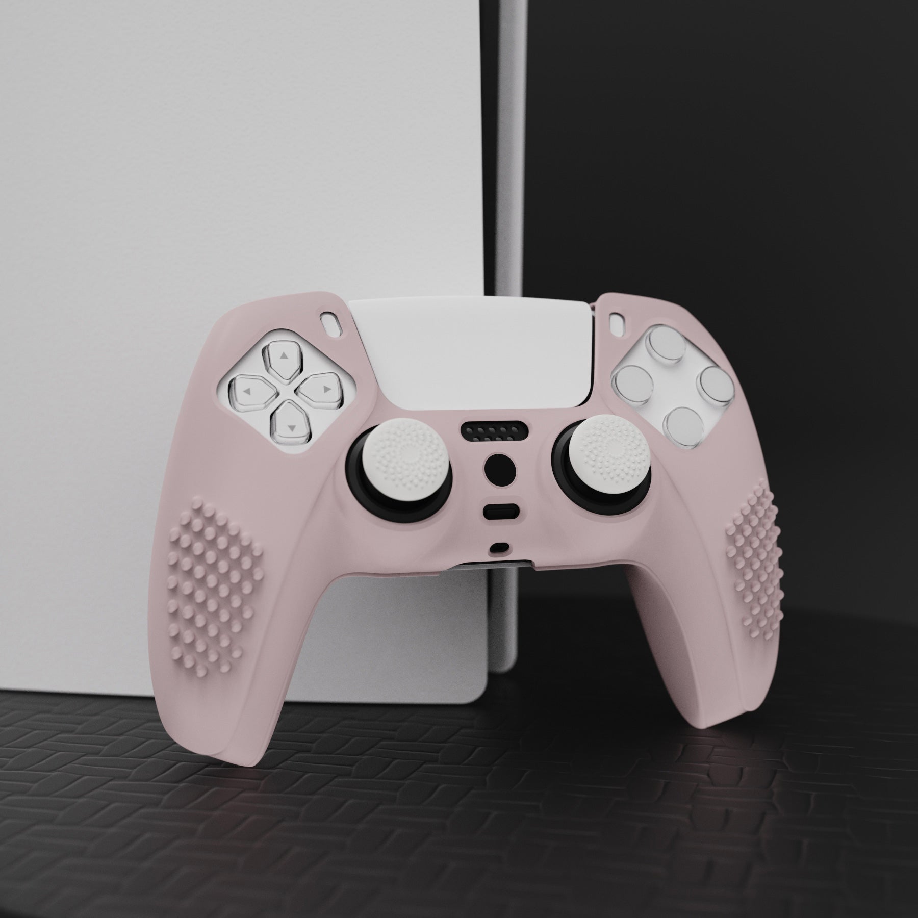 PlayVital 3D Studded Edition Anti-Slip Silicone Cover Skin with Thumb Grip Caps for PS5 Wireless Controller - Pink - TDPF005 PlayVital