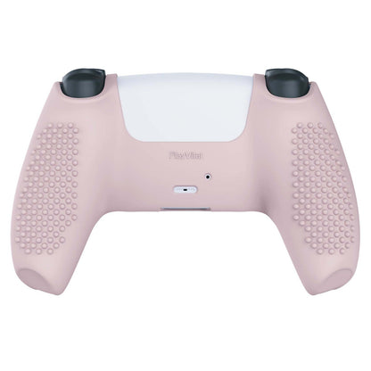 PlayVital 3D Studded Edition Anti-Slip Silicone Cover Skin with Thumb Grip Caps for PS5 Wireless Controller - Pink - TDPF005 PlayVital