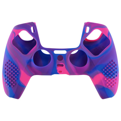 PlayVital 3D Studded Edition Anti-Slip Silicone Cover Skin with Thumb Grip Caps for PS5 Wireless Controller - Pink & Purple & Blue - TDPF021 PlayVital