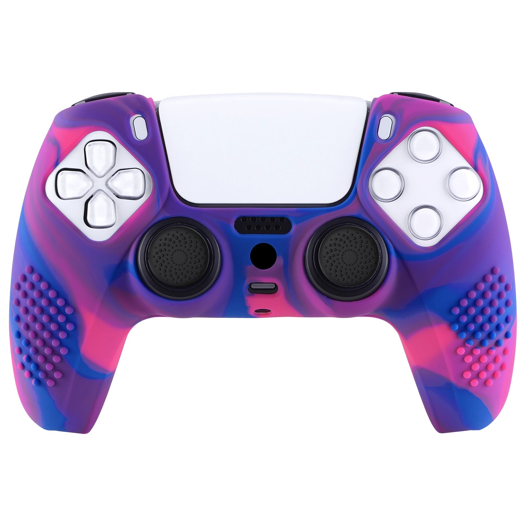 PlayVital 3D Studded Edition Anti-Slip Silicone Cover Skin with Thumb Grip Caps for PS5 Wireless Controller - Pink & Purple & Blue - TDPF021 PlayVital