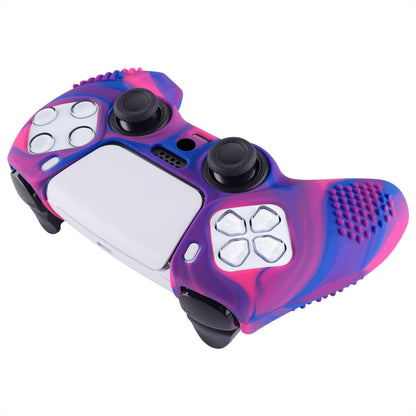 PlayVital 3D Studded Edition Anti-Slip Silicone Cover Skin with Thumb Grip Caps for PS5 Wireless Controller - Pink & Purple & Blue - TDPF021 PlayVital