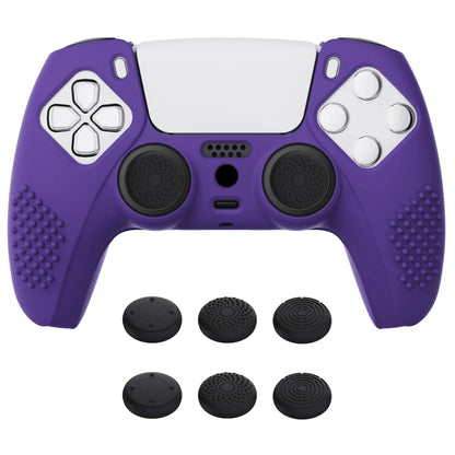 PlayVital 3D Studded Edition Anti-Slip Silicone Cover Skin with Thumb Grip Caps for PS5 Wireless Controller - Purple - TDPF007 PlayVital