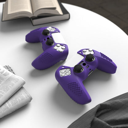 PlayVital 3D Studded Edition Anti-Slip Silicone Cover Skin with Thumb Grip Caps for PS5 Wireless Controller - Purple - TDPF007 PlayVital