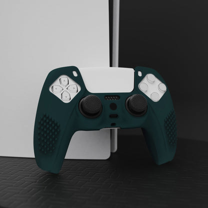 PlayVital 3D Studded Edition Anti-Slip Silicone Cover Skin with Thumb Grip Caps for PS5 Wireless Controller - Racing Green - TDPF004 PlayVital