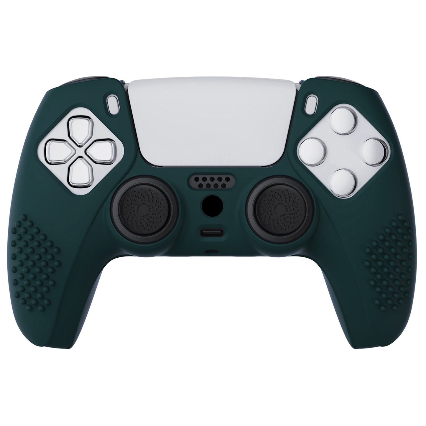 PlayVital 3D Studded Edition Anti-Slip Silicone Cover Skin with Thumb Grip Caps for PS5 Wireless Controller - Racing Green - TDPF004 PlayVital