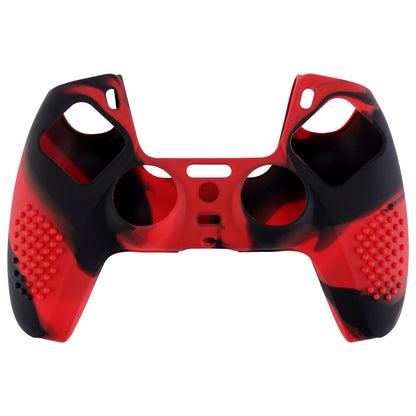 PlayVital 3D Studded Edition Anti-Slip Silicone Cover Skin with Thumb Grip Caps for PS5 Wireless Controller - Red & Black - TDPF022 PlayVital