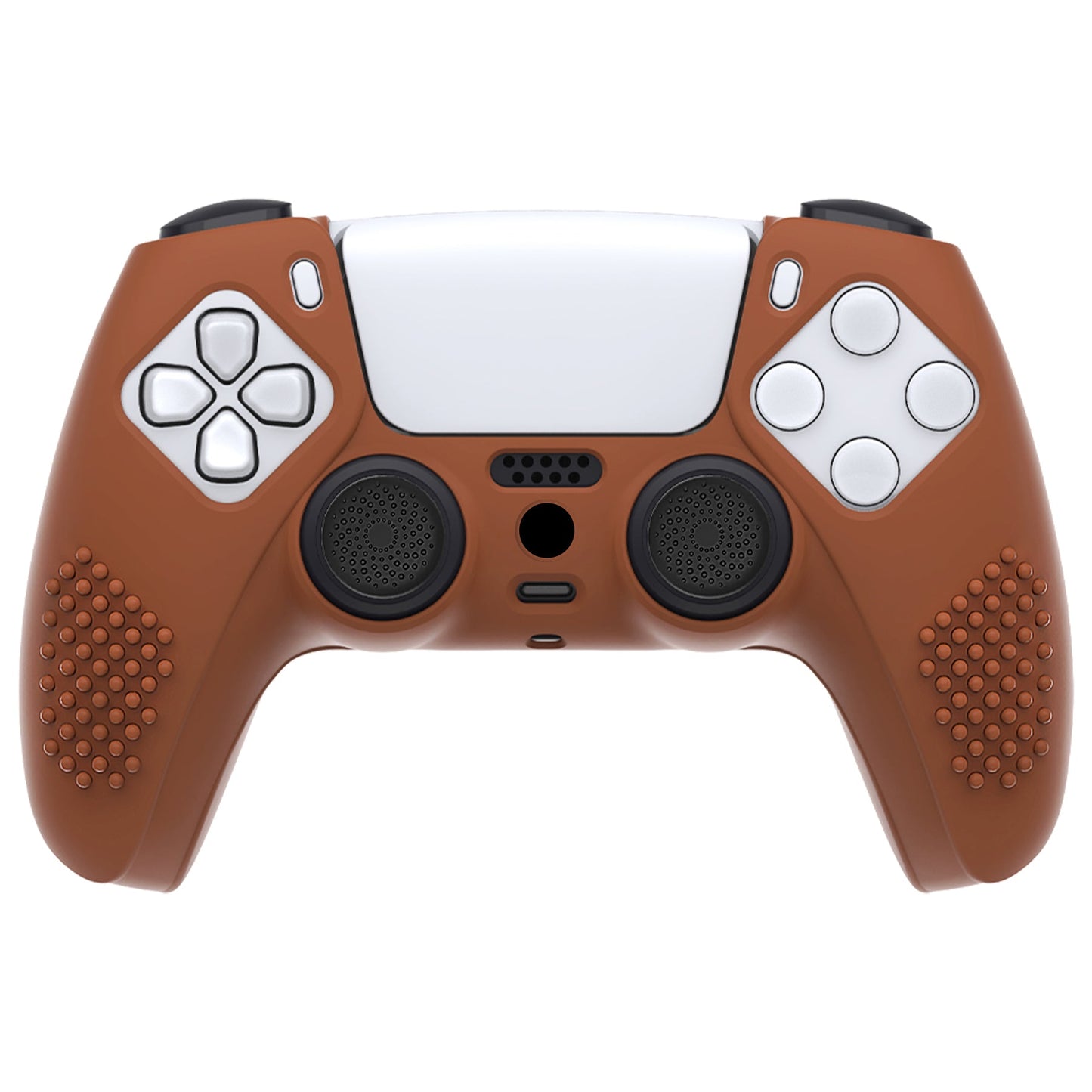 PlayVital 3D Studded Edition Anti-Slip Silicone Cover Skin with Thumb Grip Caps for PS5 Wireless Controller - Signal Brown - TDPF032 PlayVital