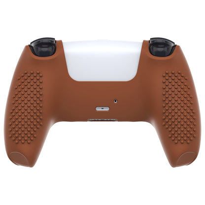 PlayVital 3D Studded Edition Anti-Slip Silicone Cover Skin with Thumb Grip Caps for PS5 Wireless Controller - Signal Brown - TDPF032 PlayVital