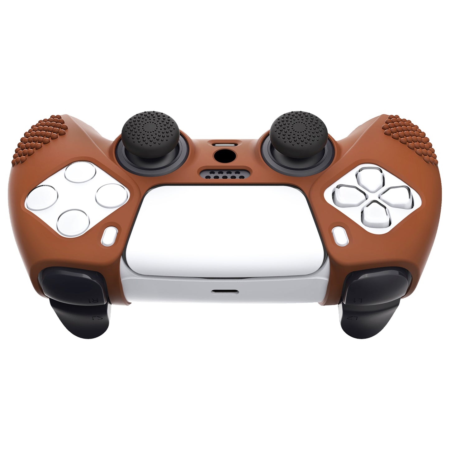 PlayVital 3D Studded Edition Anti-Slip Silicone Cover Skin with Thumb Grip Caps for PS5 Wireless Controller - Signal Brown - TDPF032 PlayVital