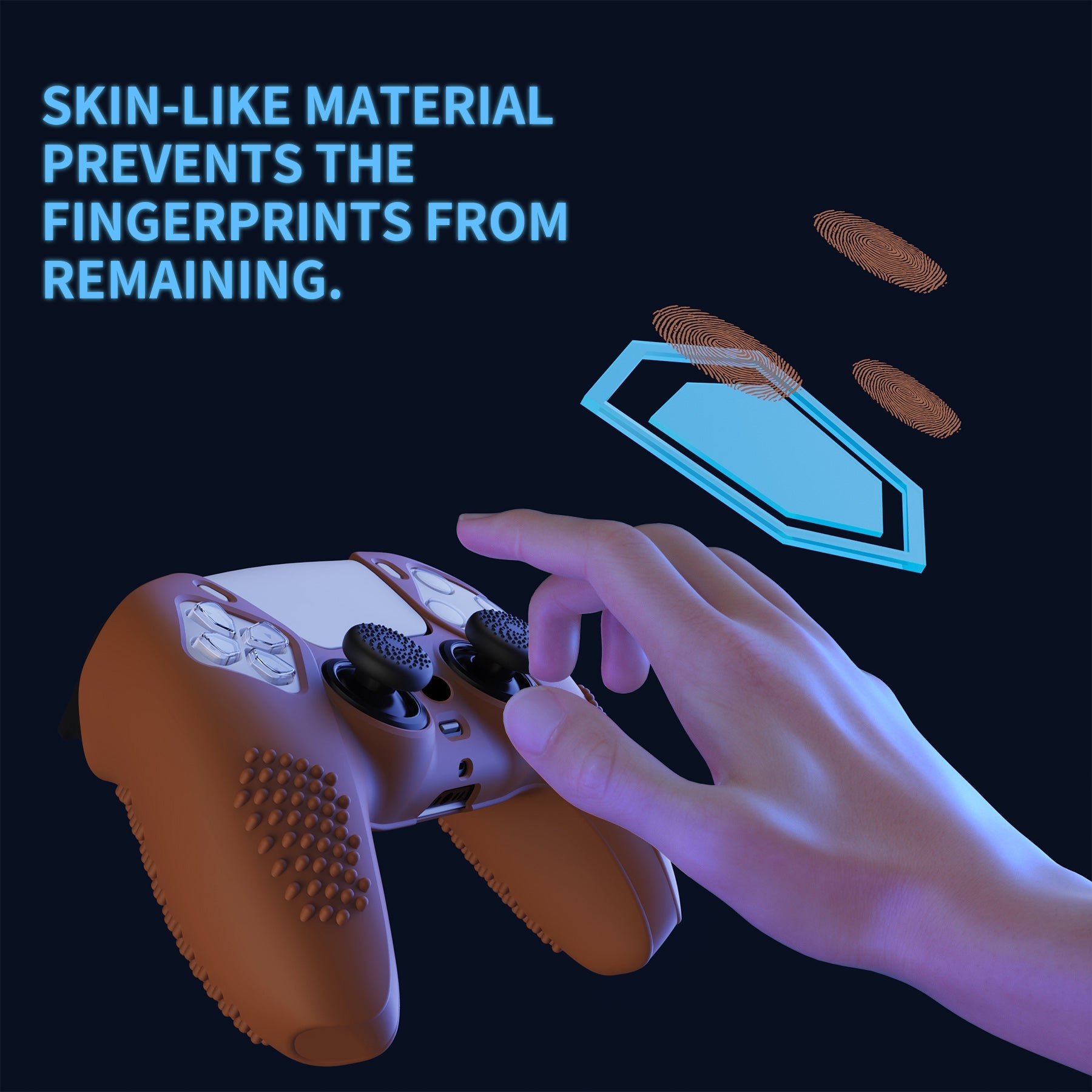 PlayVital 3D Studded Edition Anti-Slip Silicone Cover Skin with Thumb Grip Caps for PS5 Wireless Controller - Signal Brown - TDPF032 PlayVital