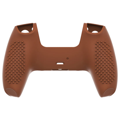 PlayVital 3D Studded Edition Anti-Slip Silicone Cover Skin with Thumb Grip Caps for PS5 Wireless Controller - Signal Brown - TDPF032 PlayVital