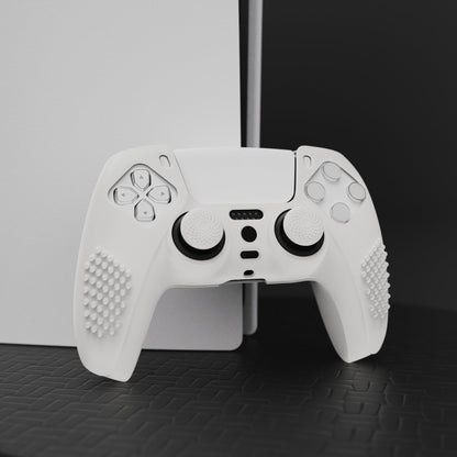 PlayVital 3D Studded Edition Anti-Slip Silicone Cover Skin with Thumb Grip Caps for PS5 Wireless Controller - White - TDPF002 PlayVital