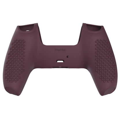 PlayVital 3D Studded Edition Anti-Slip Silicone Cover Skin with Thumb Grip Caps for PS5 Wireless Controller - Wine red - TDPF011 PlayVital