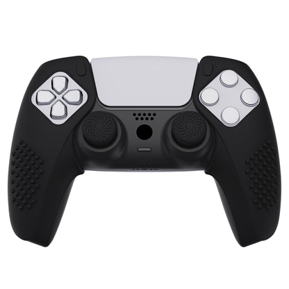 PlayVital 3D Studded Edition Anti-Slip Silicone Cover Skin with Thumb Grip Caps for PS5 Wireless Controller, Compatible with Charging Station - Black - TDPF015 PlayVital