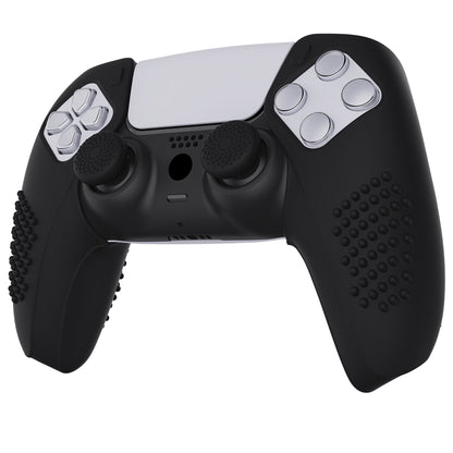 PlayVital 3D Studded Edition Anti-Slip Silicone Cover Skin with Thumb Grip Caps for PS5 Wireless Controller, Compatible with Charging Station - Black - TDPF015 PlayVital