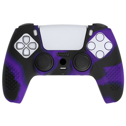 PlayVital 3D Studded Edition Anti-Slip Silicone Cover Skin with Thumb Grip Caps for PS5 Wireless Controller - Purple & Black - TDPF035 PlayVital