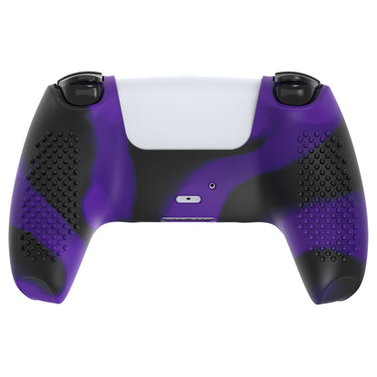 PlayVital 3D Studded Edition Anti-Slip Silicone Cover Skin with Thumb Grip Caps for PS5 Wireless Controller - Purple & Black - TDPF035 PlayVital