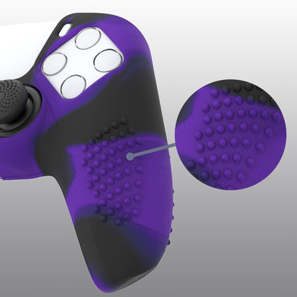 PlayVital 3D Studded Edition Anti-Slip Silicone Cover Skin with Thumb Grip Caps for PS5 Wireless Controller - Purple & Black - TDPF035 PlayVital