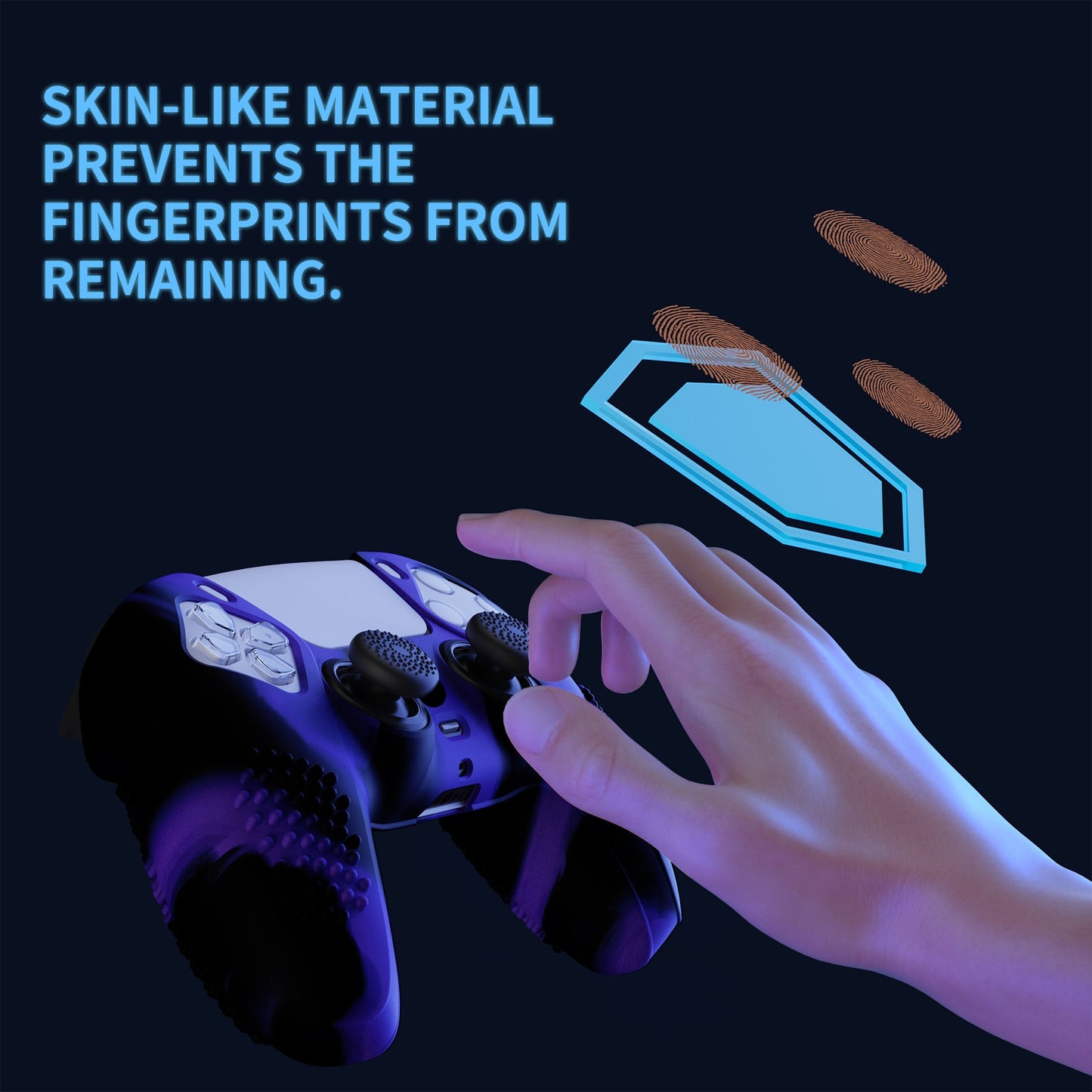 PlayVital 3D Studded Edition Anti-Slip Silicone Cover Skin with Thumb Grip Caps for PS5 Wireless Controller - Purple & Black - TDPF035 PlayVital