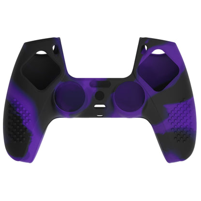 PlayVital 3D Studded Edition Anti-Slip Silicone Cover Skin with Thumb Grip Caps for PS5 Wireless Controller - Purple & Black - TDPF035 PlayVital