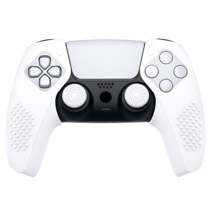 PlayVital 3D Studded Edition Anti-Slip Silicone Cover Skin with Thumb Grip Caps for PS5 Wireless Controller, Compatible with Charging Station - White - TDPF034 PlayVital