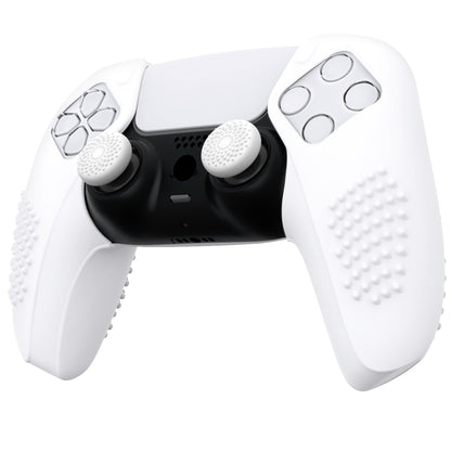 PlayVital 3D Studded Edition Anti-Slip Silicone Cover Skin with Thumb Grip Caps for PS5 Wireless Controller, Compatible with Charging Station - White - TDPF034 PlayVital