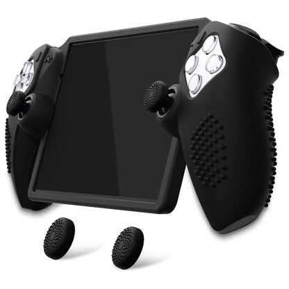 PlayVital 3D Studded Edition Anti-Slip Silicone Protective Case with Thumb Grips for PS Portal Remote Player - Black - CYRPFP001 PlayVital