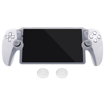 PlayVital 3D スタッドエディション 滑り止めシリコン保護ケース サムグリップ付き PS Portal リモート プレーヤー用【クリア ホワイト】