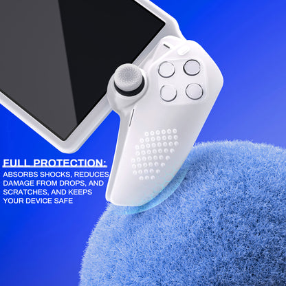 PlayVital 3D スタッドエディション 滑り止めシリコン保護ケース サムグリップ付き PS Portal リモート プレーヤー用【クリア ホワイト】